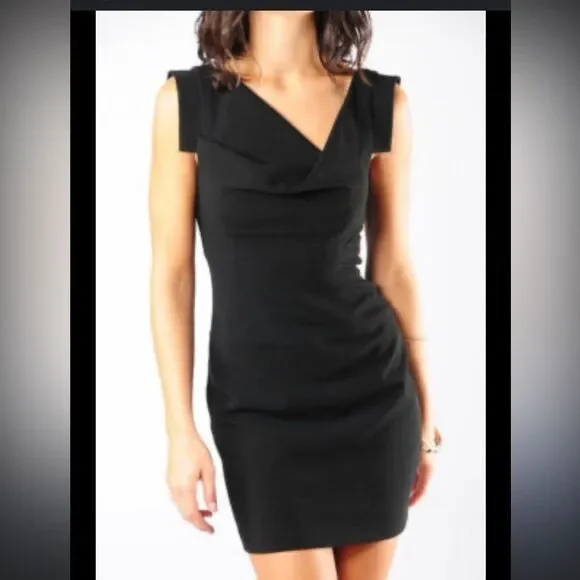 BLACK HALO women's black Jackie O Satin Classic Sheath sleeveless Dress size 2 BLACK HALO women's black Jackie O Satin Classic Sheath sleeveless Dress size 2